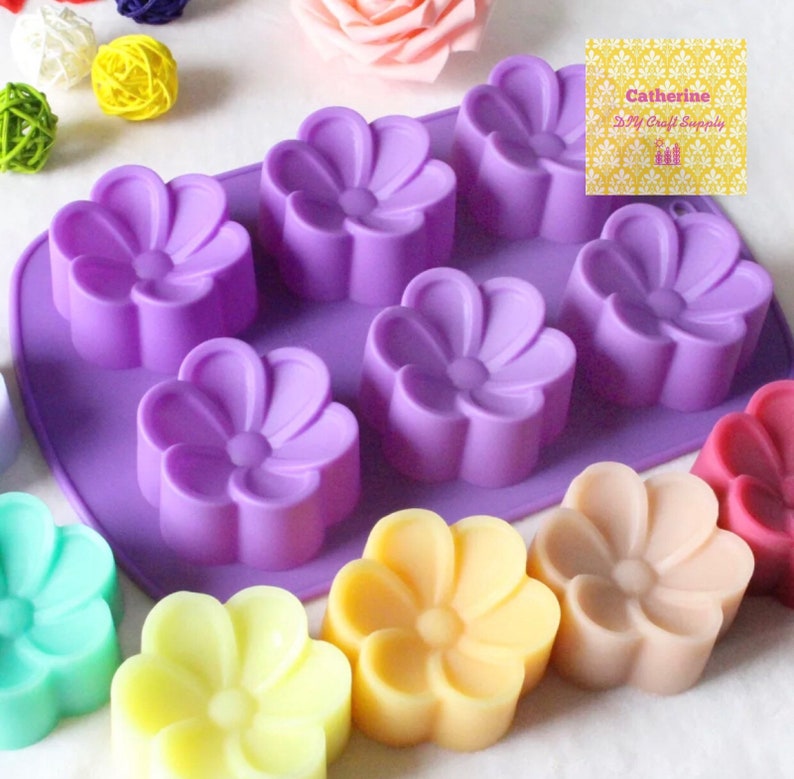 fondant mold 6 cavities flower Soap mold flower soap mould flower candle mold chocolate mould flower silicone mold