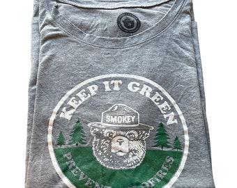 T-shirt Homme Graphique Smokey The Bear 'Protégez Nos Forêts' - Taille L Neuf - Style Y2K Vintage