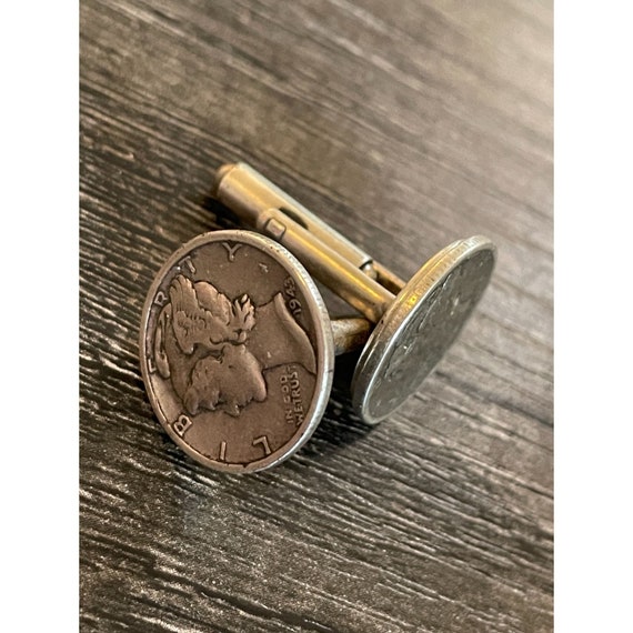 Pair 1941 mercury dime cufflinks menswear collecta