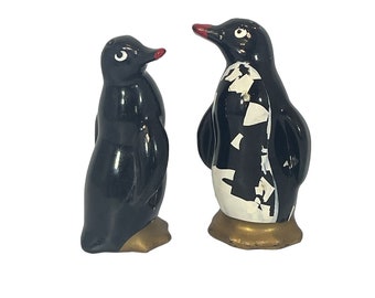 Salero y pimentero de pingüino coleccionable, acabado brillante, fabricado en Japón