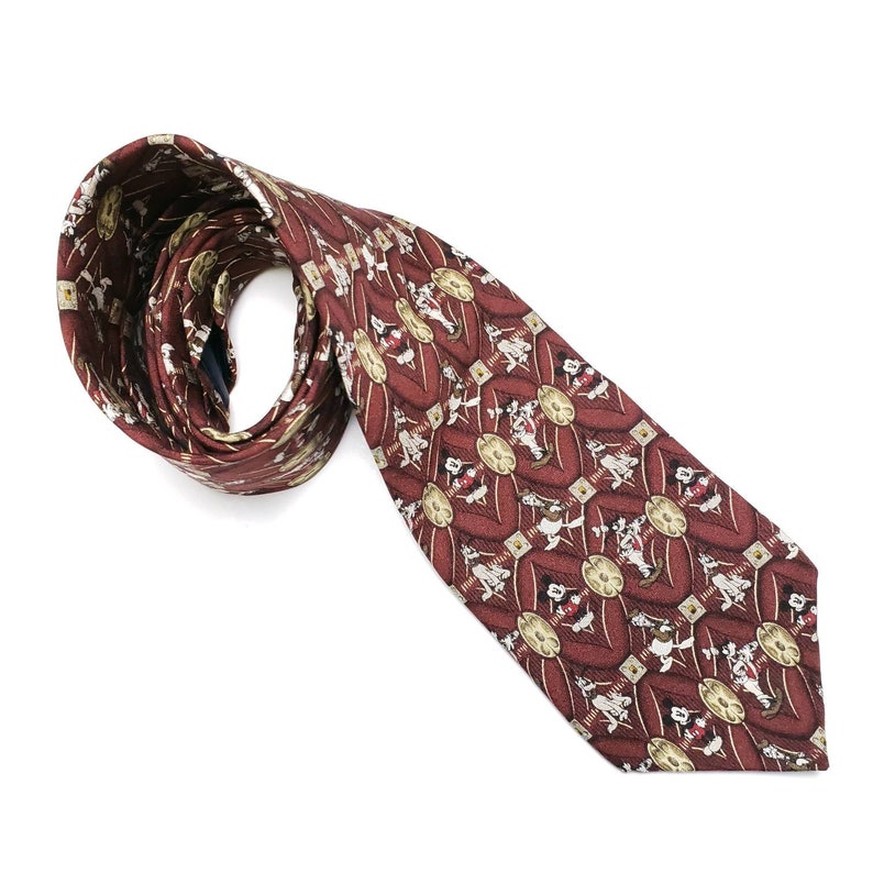 Vintage Walt Disney World Mickey Mouse Goofy Donald Duck Pluto Tie 100/% Silk