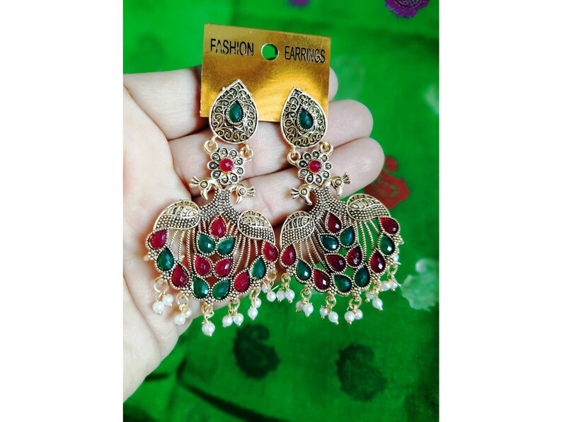 5-Pair Combo Earrings Celebrity Earrings JhumkaJhumki Indian Earrings Bollywood Earrings Beautifull Traditional Style.