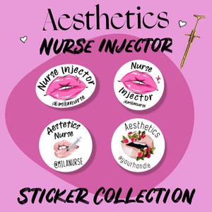 PERSONALIZED Aesthetic Nurse Injector Stickers - SET of 16 STICKERS, Swag Bag, Vinyl Sticker, Botox, Marketing Business Networking Tool