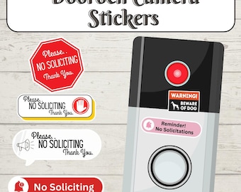No Soliciting Doorbell Camera Sticker – Modern Vinyl Decal for Ring, Nest & Smart Doorbells
