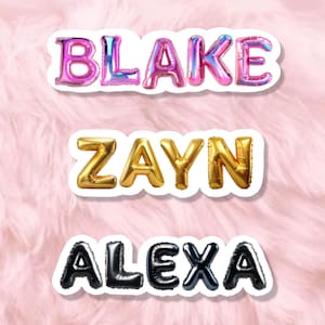 Personalized Holographic Balloon Letter Vinyl Sticker - NAME STICKER - Customized Name Stickers, Waterproof Name Decal