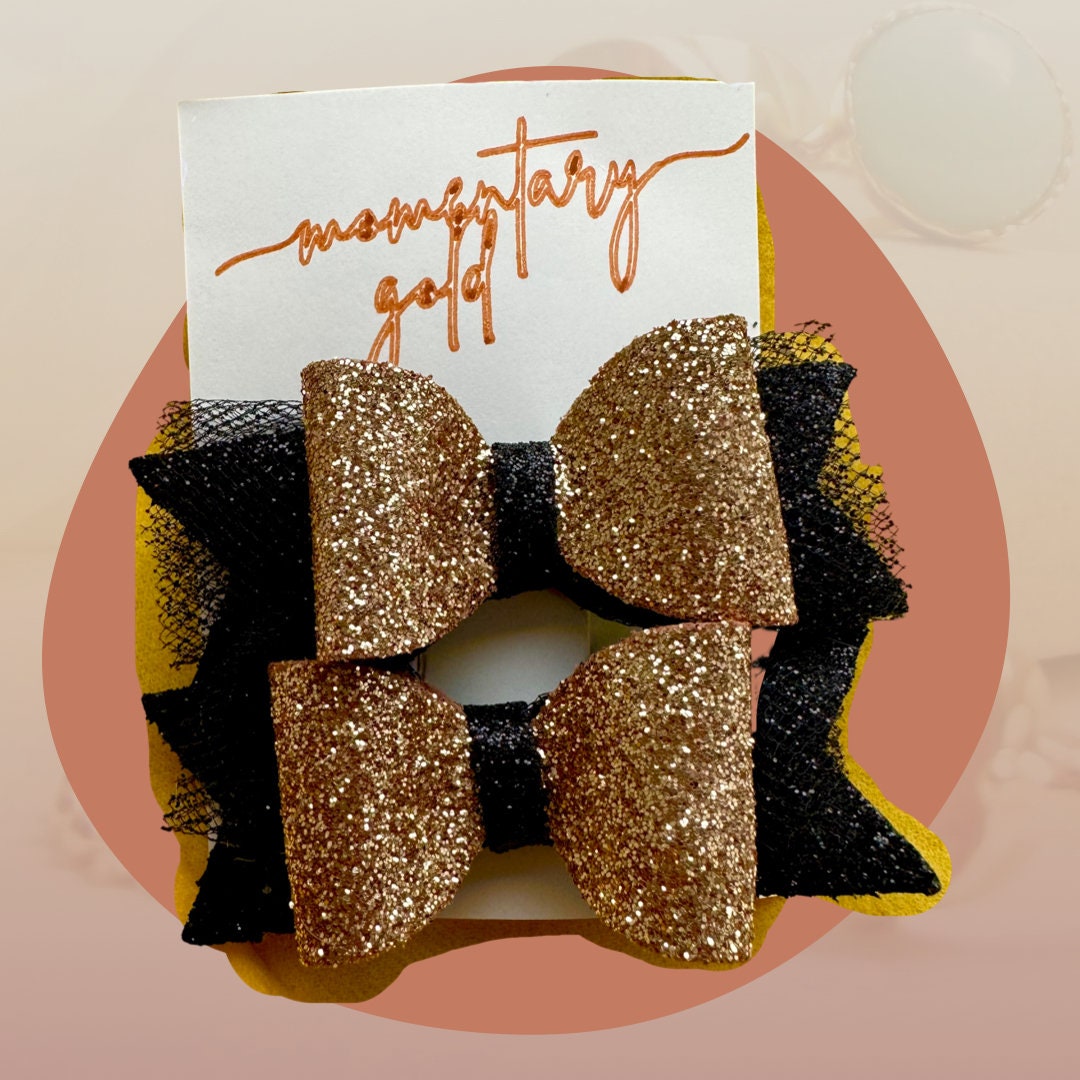 Momentary Gold Black & Gold Sparkle Hair Clips Toddler Etsy