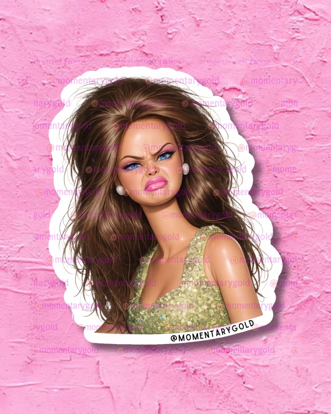 Disgusted Doll Face Meme Sticker | 2” Holographic Vinyl Sticker | Barby ...