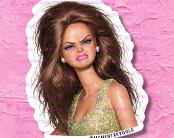 Disgusted Doll Face Meme Sticker | 2” Holographic Vinyl Sticker | Barby Doll Expression Decal | Laptop Decal
