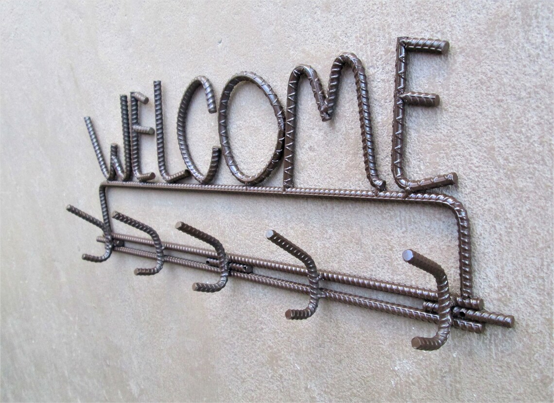 Rebar Coat Rack Home Decor Metal Art Etsy