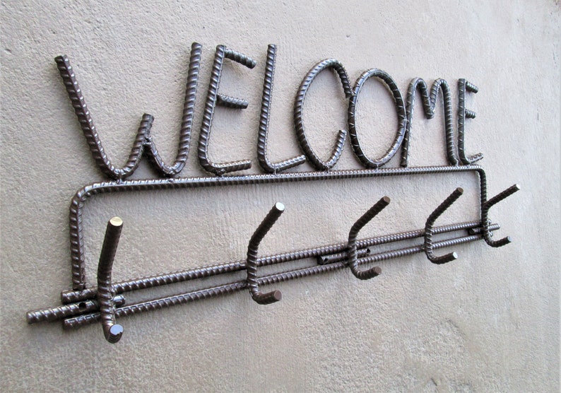 Rebar Coat Rack Home Decor Metal Art Etsy