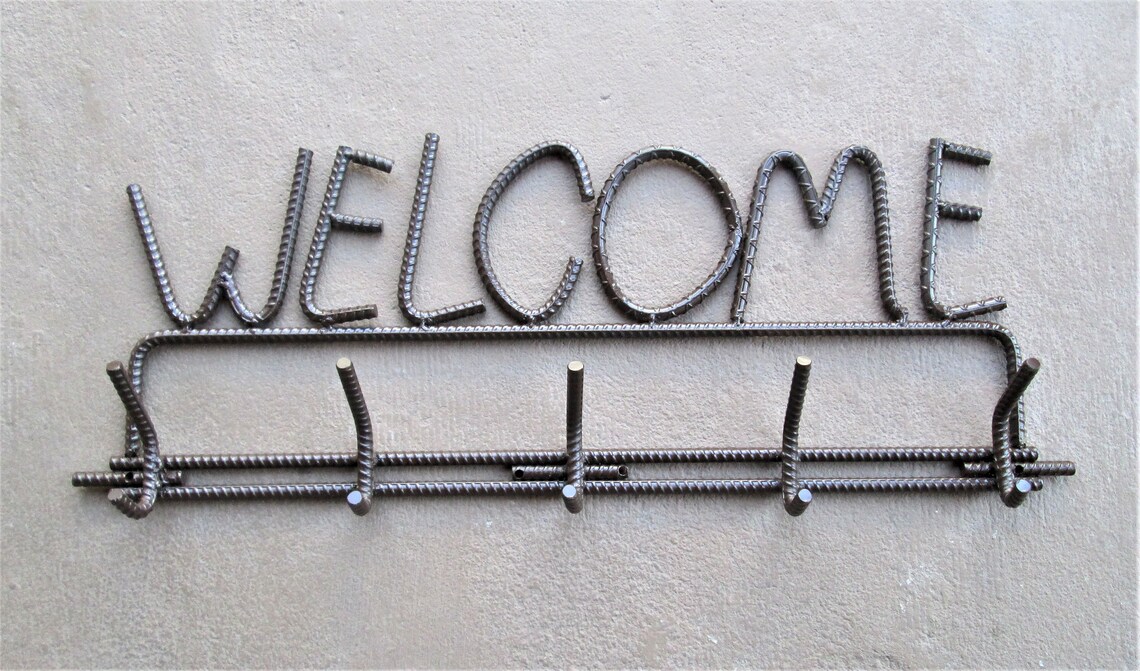 Rebar Coat Rack Home Decor Metal Art Etsy