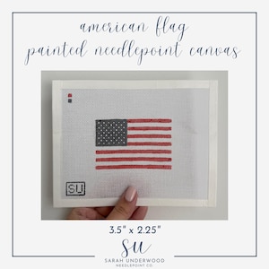 American Flag Painted Needlepoint Canvas