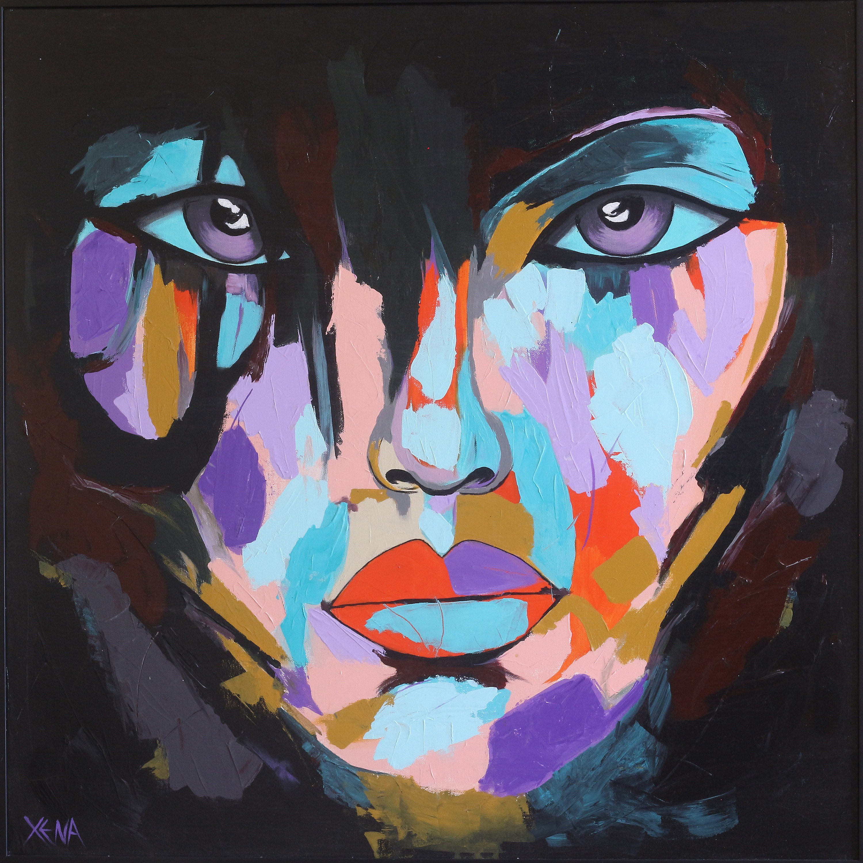 Abstract Colorful Face Acrylic Painting Print Etsy