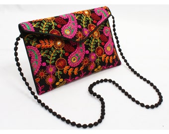 Vintage Banjara Clutch Mirror Work Hand Embroidered Bag Boho Rabari Tribal Gypsy Shoulder bag Purse Bohemian Ethnic Fabrics Cotton Gift for