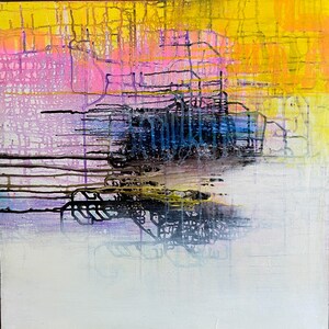 Multi-Colored Original Contemporary Acrylic Art Wall Hanging, Dynamic Colorful Modern Art, Ready to Hang 24x24" Painting, Abstract Original