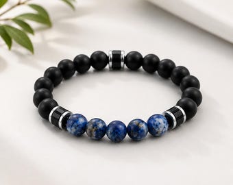 Black Onyx Bracelet: Natural Sodalite Stone Bracelet Men Women Gift