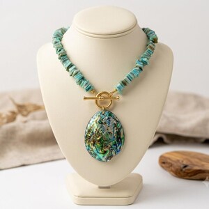 Turquoise Abalone Peacock Pendant  Necklace Blue Green Necklace For Women Gift