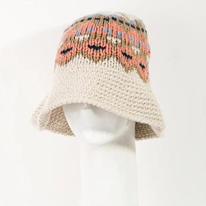 Boho Knitted Bucket Hat for Women Men Fun Cozy Fall Hat Warm Winter Bucket Hat Spring Knit Hat for All Ages Trendy Soft Bohemian Hat
