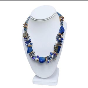Lapis Lazuli Crystal Necklace | Short Necklace | Bold Statement Necklace | Women Chunky Necklace