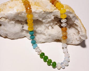 Collier Ethnique En Agate Polie Et Perles - Marque ETHNIKSDAZ - Neuf Avec Étiquettes
