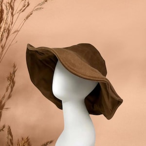 Summer Linen Bucket Hat | Wide Brim Hemp Sun Hat | Boho Chic Brown Hat | Lightweight Soft Women’s Hat | Stylish Sun Protection