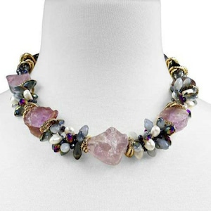 Amethyst Crystal Necklace for Women | Short Chunky Handmade Statement Jewelry | Unique Spiritual Gift for Her | Healing Stone, Boho Style