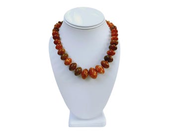 Chunky Agate Statement Necklace | Orange Green Rondelle Agate  Necklace | Gift for Her