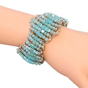 Chunky Turquoise Bracelet: Natural Crystal Beaded Jewelry, Spiritual Healing