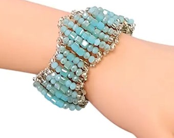 Set di 3 braccialetti elastici con perline boho, bracciale
