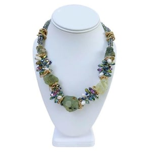 Prehnite Chunky Necklace for Women | Crystal Statement Stone Jewelry | Handmade Short Necklace | Unique Gift for Women’s Fashion & Healing