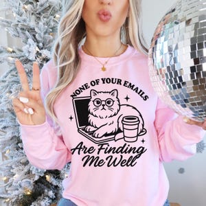 Funny Work From Home Cat PNG – None of Your Emails Are Finding Me Well – Laptop Coffee Meme Sublimation