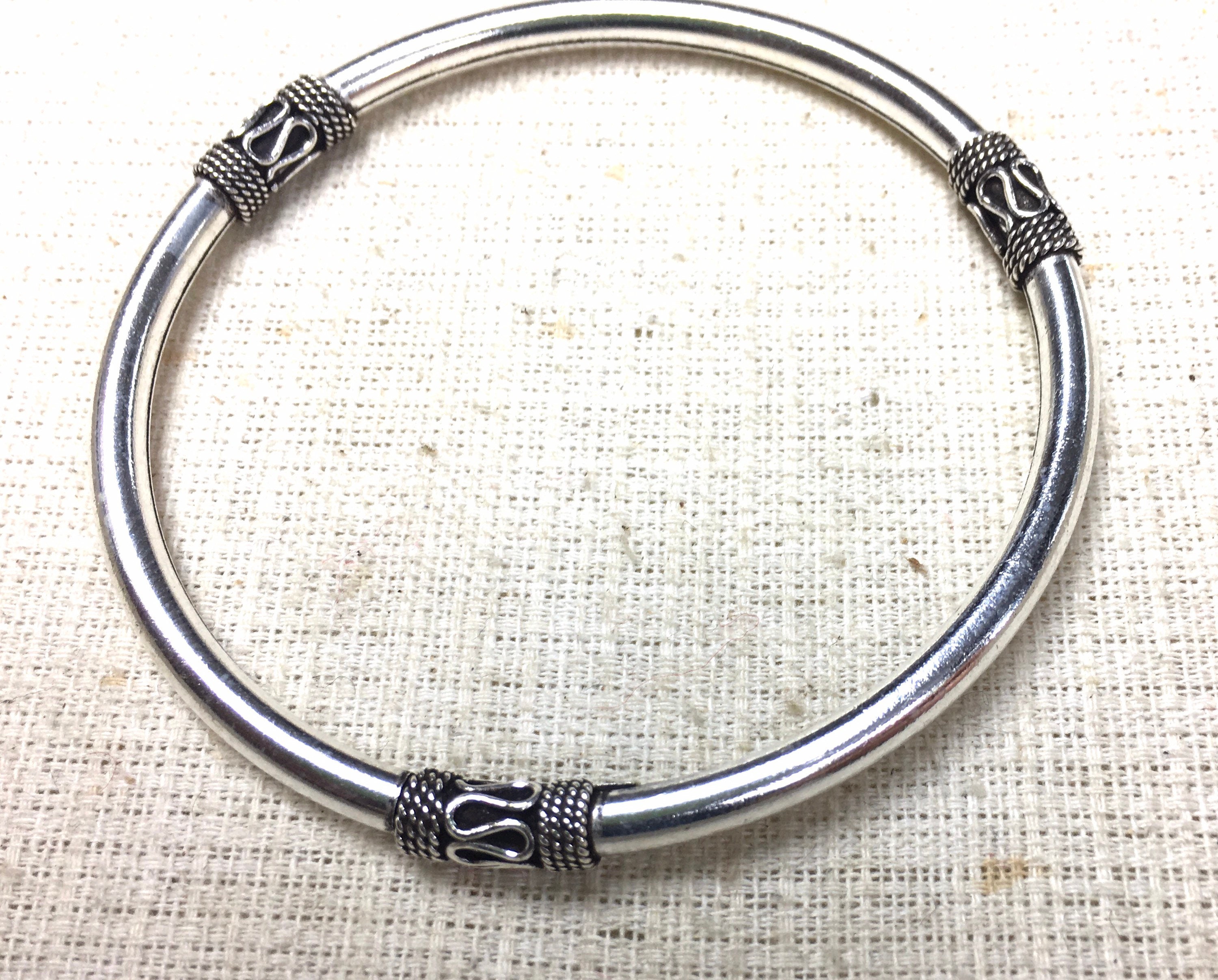 Plain sterling silver bangle smooth bali bangle round silver Etsy