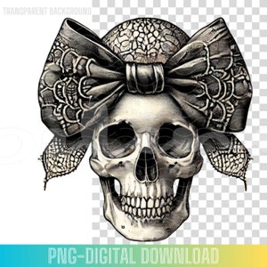 Vintage Halloween Skull PNG Clipart Coquette Bow Halloween PNG ...
