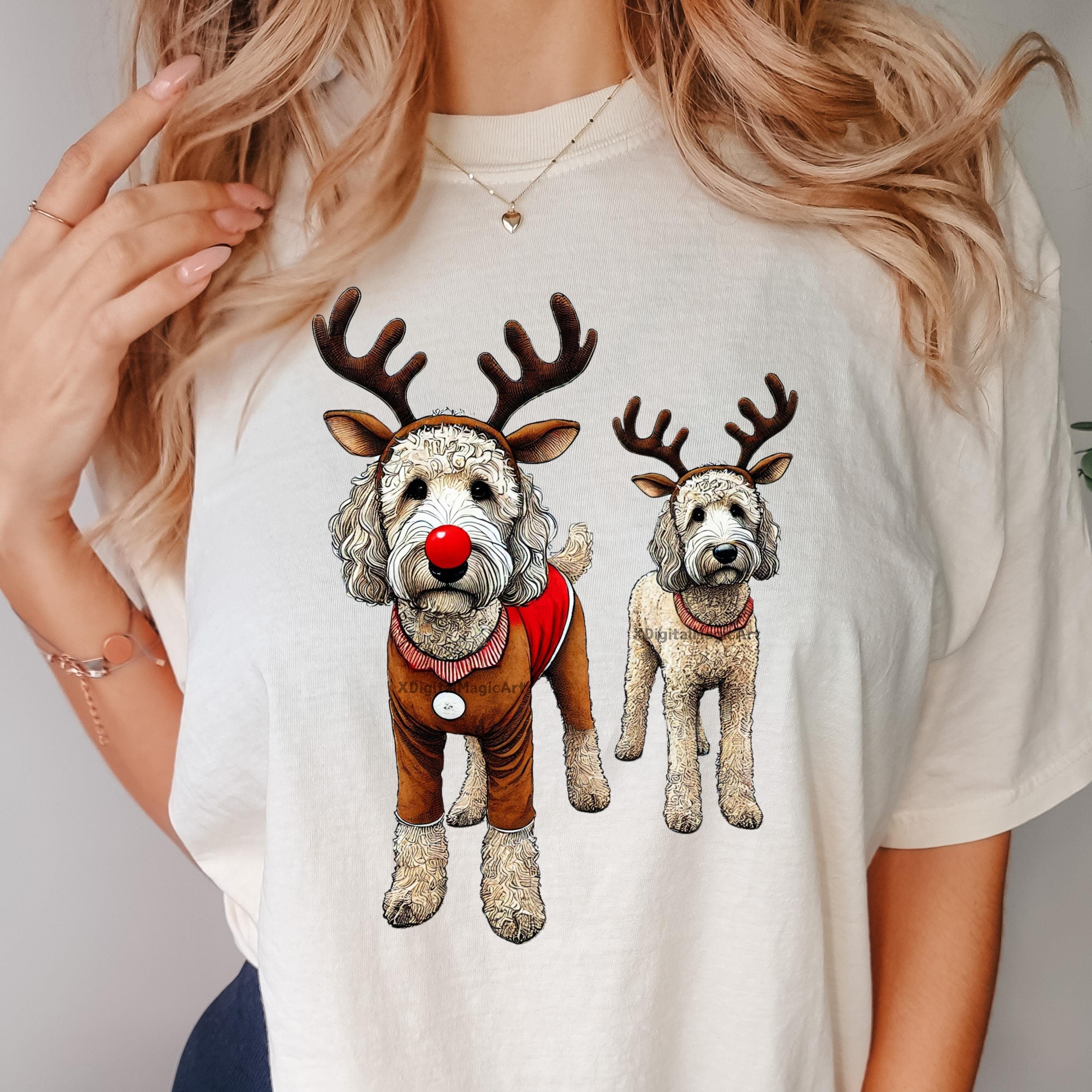 Watercolor Rudolph Dog PNG - Christmas Reindeer Dog Clipart - Holiday ...