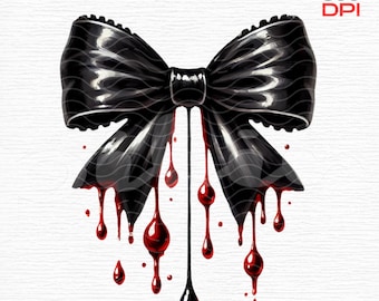 Halloween Horror PNG Clipart, Coquette Bow Halloween PNG, Gothic Blood Dripping Bow PNG, Dark Aesthetic Digital Download,Sublimation designs