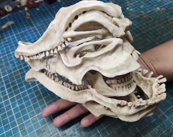 Godzilla Skull Model. Kaiju Head Replica. Handmade Godzilla Godzilla Skull Model. Kaiju Head Replica. Handmade Godzilla