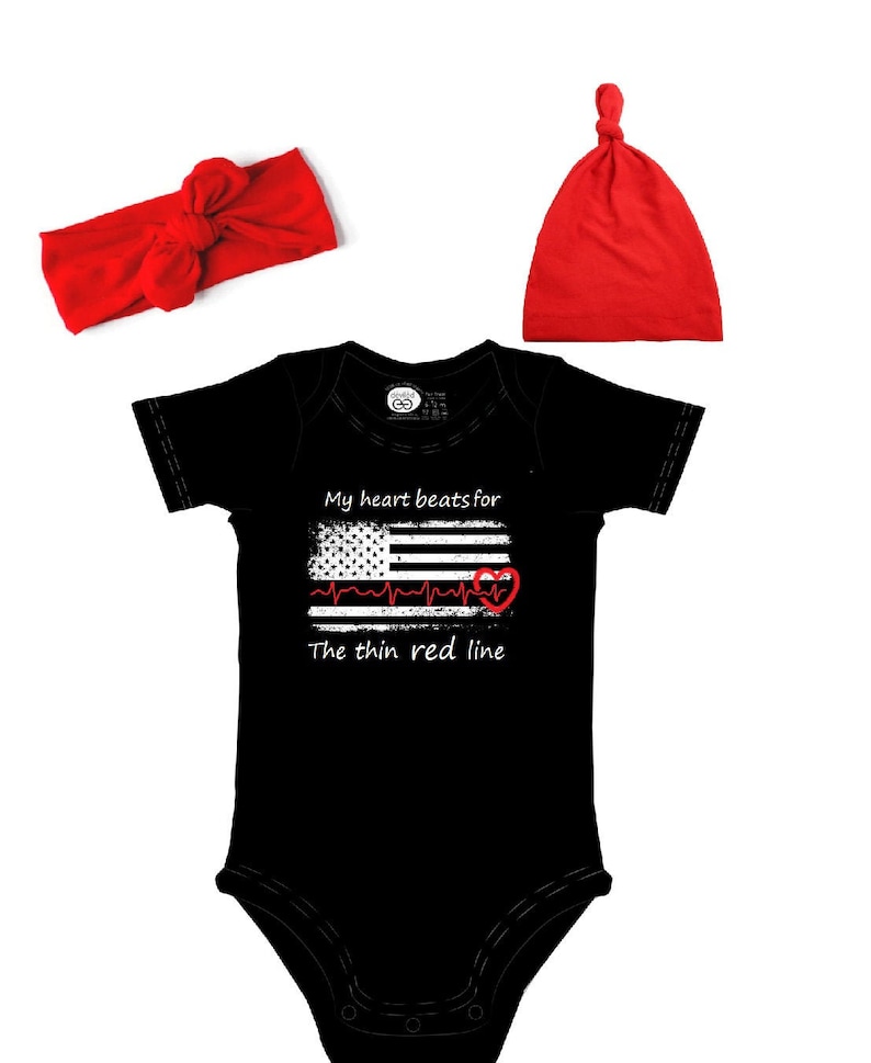 The Thin Red Line Onesie-Thin Red Line Baby Outfit-Newborn-Fireman-Thin Red Line Baby Shirt-Gender Neutral-Fire Fighter Baby Announcement
