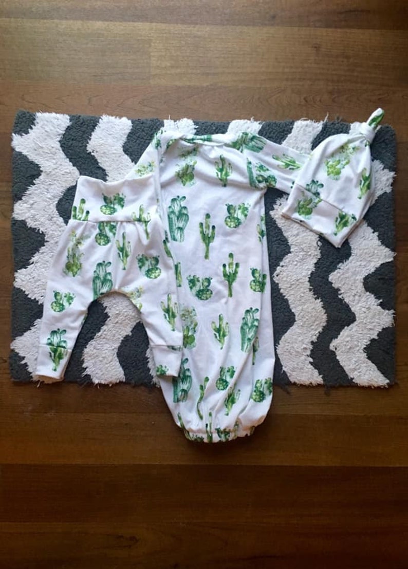 Cactus Baby Outfit-Newborn Gown-Going Home Outfit-Newborn Cactus Outfit-Cactus Baby Items-Cactus Baby Pants-Newborn Gown-Gender Neutral