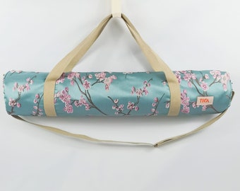 Bolsa de yoga - Blue Sakura - Para esterilla - Con cremallera - Con bolsillo - Para pilates - Comercio justo