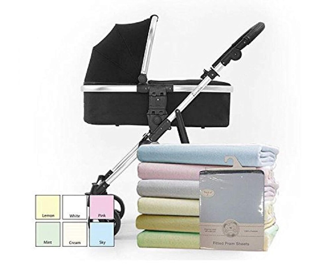 Cotton Pram Sheets Fitted 2 Pac Blue Etsy