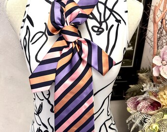Cravate Hermès 100% Soie - Violet/rose Géométrique, Neuve Avec Boîte - Made In France
