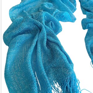 Turquoise blue Shimmer shiny sparkle metallic sheer mesh scarf|wedding favors|Evening coverup|Beach Sarong|Mantilla|Rave Festival Scarf image 17