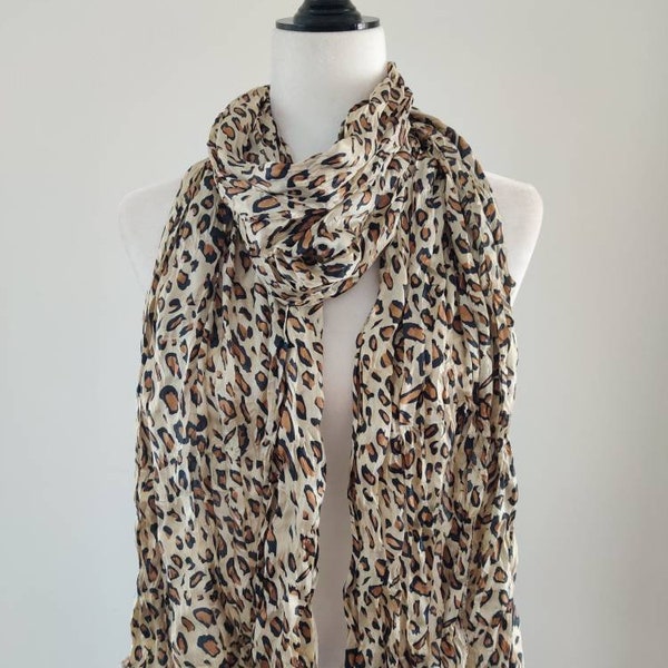 Beige camel Tan Animal print scarf|Light weight poly scarf |Trendy Chic Fashion scarf|Purple scarf|All season scarf|Royal blue scarf|