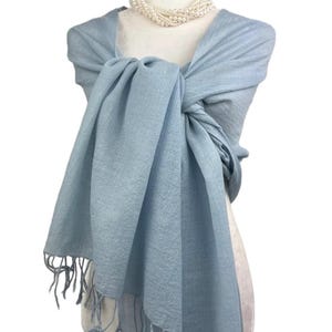Baby BlueLight Wool Shawl|Soft Cozy All-Season Travel Wrap|Dressy Pashmina|Warm Winter Scarf| Personalizable Elegant Minimalist-IMPERFECT