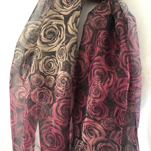 Rose floral neck scarf||Dressy Scarf for women|wedding favors|All season scarf|stocking stuffers|Fashion scarf