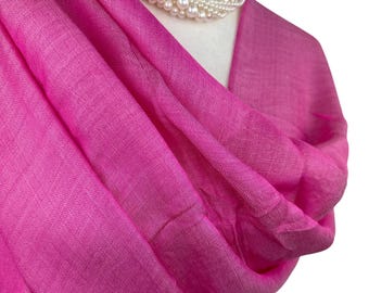 Raspberry Pink Silk Shawl: Elegant All-Season Scarf, Wrap for weddings and Everyday Wear