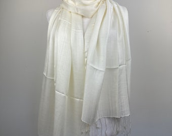 Ivory cream silk shawl|Dressy Formal Shawl|Bridal coverup|Travel shawl|wedding favors|All season pashmina scarf