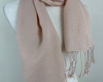 Pale pink Fashionable unisex all season medium weight neck Scarf|Initial personalize scarf|Elegant dressy Soft Pashmina Silk scarf|12W”X60”L