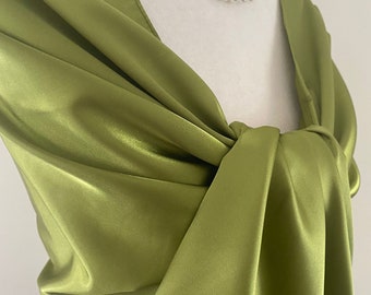 Green Satin Dressy Formal ShawlFashionable dressy Formal Shawl|Bridesmaids gifts|Hijab|Shrug|Monogram personalizable  shawl