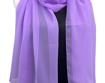 Purple Chiffon Shawl – Sheer Lightweight Wedding Wrap, Elegant Evening Scarf, Bridesmaid Shawl